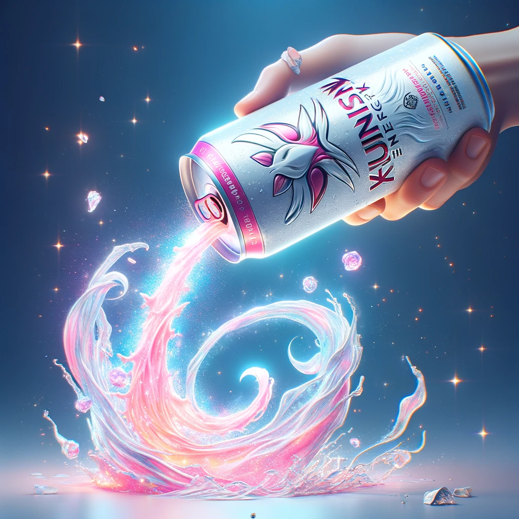 DALL·E-2024-03-06-18.08.27-Illustrate-further-versions-of-the-kunshenergy-energy-drink-being-poured-this-time-aiming-to-capture-a-fantastical-and-magical-essence.-Imagine-the.webp